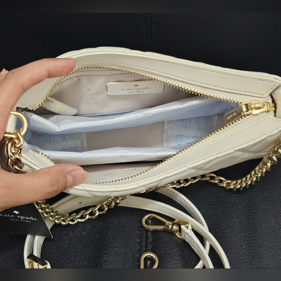 Authentic BNWT Kate Spade White Quilted Chain Shoulder Bag - Picture 5 of 12